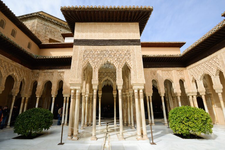 Courtyard of the Lions in the Alhambra, one of the UNESCO World Heritage Sites in Spain